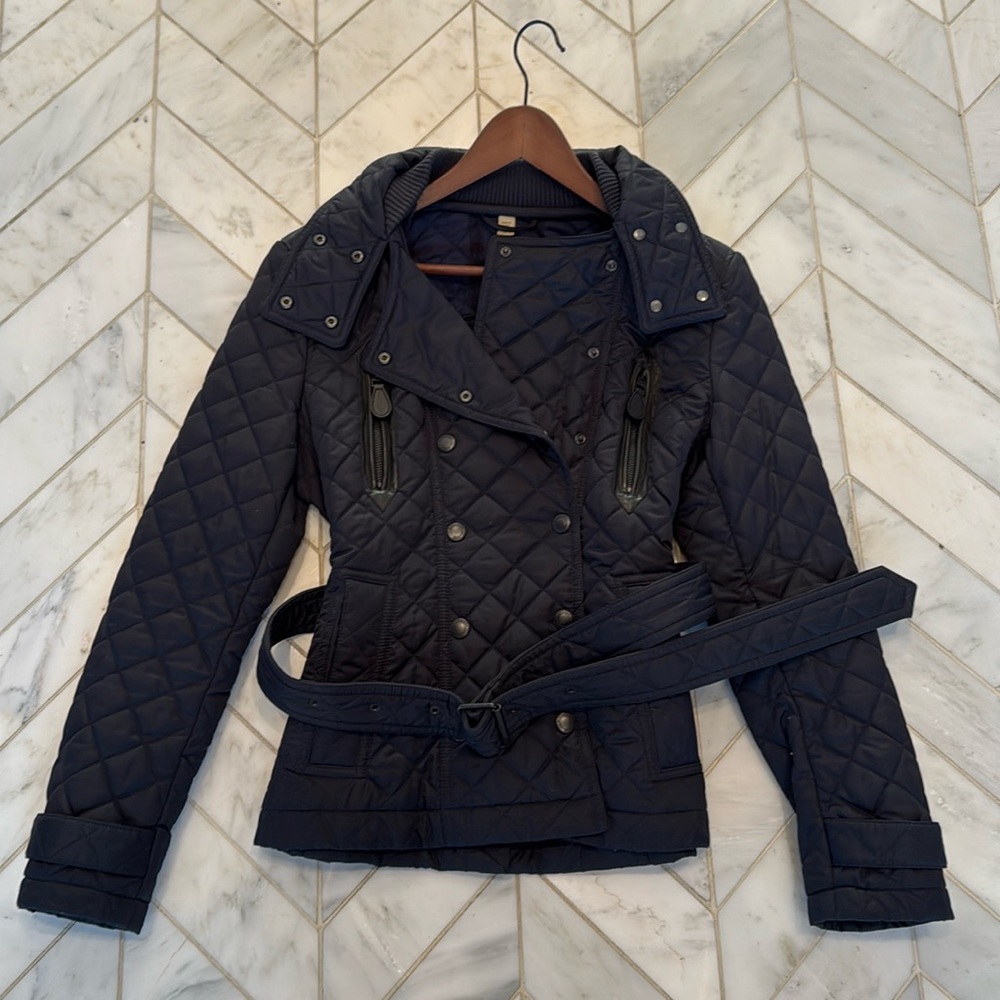 Navy Burberry Quilted Jacket
